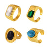 Wholesale Women's Stainless Steel Geometric Inlaid Zircon Finger Ring With Electroplating And Light Luxury Style