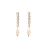 Wholesale Women's Stainless Steel Geometric Inlaid Zircon Freshwater Pearl Ear Row Tassel Ear Studs Jewelry