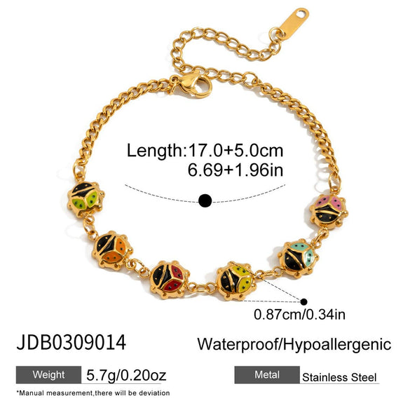 Wholesale Women's Stainless Steel Geometric Insect Bracelet And Clavicle Chain With Electroplating