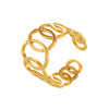 Wholesale Women's Stainless Steel Geometric Interlocking Hollow Finger Ring Gold Plated