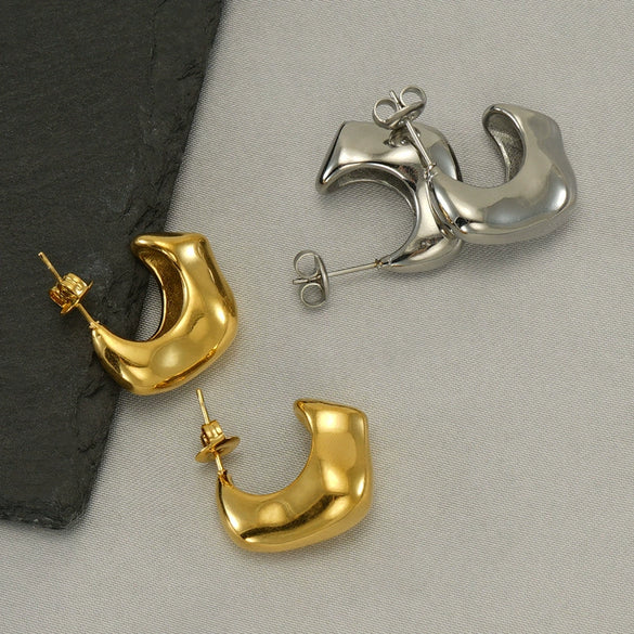 Wholesale Women's Stainless Steel Geometric Irregular Electroplated Earrings