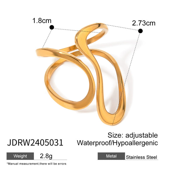Wholesale Women's Stainless Steel Geometric Irregular Opening Ring With Electroplating Jewelry