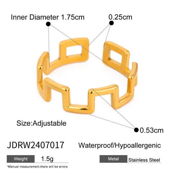 Wholesale Women's Stainless Steel Geometric Irregular Opening Ring With Electroplating Jewelry