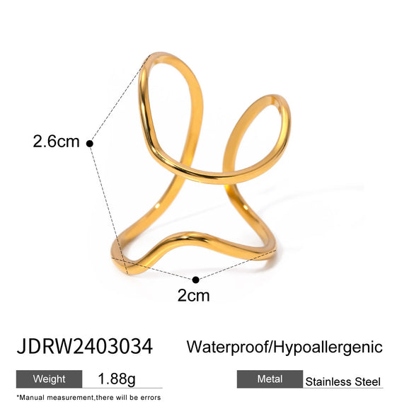 Wholesale Women's Stainless Steel Geometric Irregular Opening Ring With Electroplating Jewelry