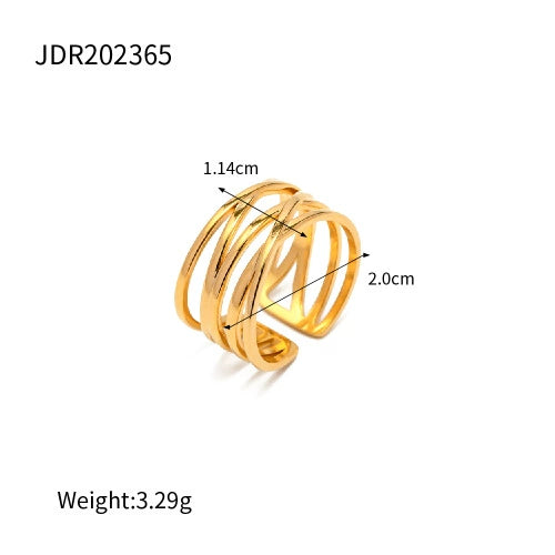 Wholesale Women's Stainless Steel Geometric Irregular Opening Ring With Electroplating Jewelry