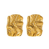 Wholesale Women's Stainless Steel Geometric Irregular Pleated Electroplated Earrings