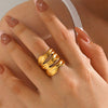 Wholesale Women's Stainless Steel Geometric Irregular Retro Hiphop Open Ring With Electroplating