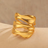 Wholesale Women's Stainless Steel Geometric Irregular Retro Hiphop Open Ring With Electroplating