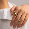 Wholesale Women's Stainless Steel Geometric Irregular Ring Luxury Style Electroplated With 18K Real Gold Nonfading Waterproof Jewelry
