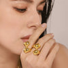 Wholesale Women's 316L Stainless Steel Geometric Irregular Ring Pvd Electroplated 18K Gold Color