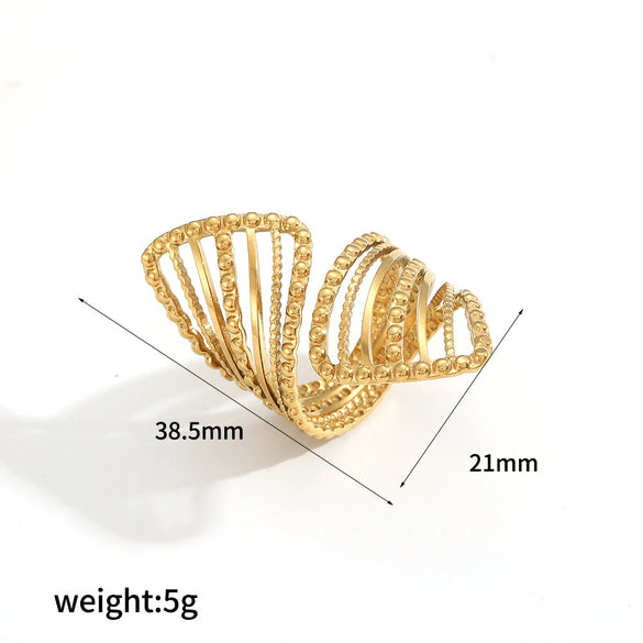 Wholesale Women's Stainless Steel Geometric Irregular Ring With Electroplating And 18K Gold Styling
