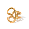 Wholesale Women's Stainless Steel Geometric Irregular Winding Adjustable Opening Ring Jewelry With Electroplating