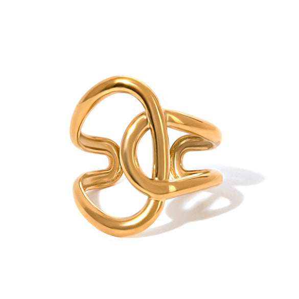 Wholesale Women's Stainless Steel Geometric Irregular Winding Adjustable Opening Ring Jewelry With Electroplating