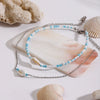 Wholesale Women's Stainless Steel Geometric Jewelry With White Shell Rice Beads Electroplated And Minimalist Style