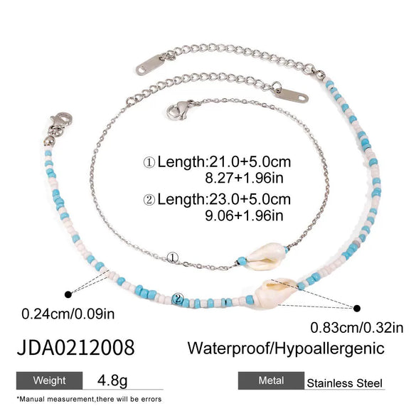 Wholesale Women's Stainless Steel Geometric Jewelry With White Shell Rice Beads Electroplated And Minimalist Style