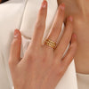 Wholesale Women's Stainless Steel Geometric 18K Gold Plated Opening Adjustable Ring