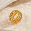 Wholesale Women's Stainless Steel Geometric 18K Gold Plated Opening Adjustable Ring