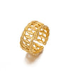 Wholesale Women's Stainless Steel Geometric 18K Gold Plated Opening Adjustable Ring