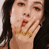 Wholesale Women's 316L Stainless Steel Geometric Light Luxury Hollow Woven Heavy Industry Open Ring 18K Real Gold Plated