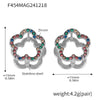 Wholesale Women's 316L Stainless Steel Geometric Light Luxury Plant Flowers Doublesided Wear Buckle Zircon Earrings Jewelry Electroplated 18K True Gold Color Preservation