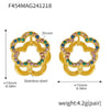 Wholesale Women's 316L Stainless Steel Geometric Light Luxury Plant Flowers Doublesided Wear Buckle Zircon Earrings Jewelry Electroplated 18K True Gold Color Preservation