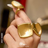 Wholesale Women's Stainless Steel Geometric Light Luxury Style Electroplated Index Finger Ring Set