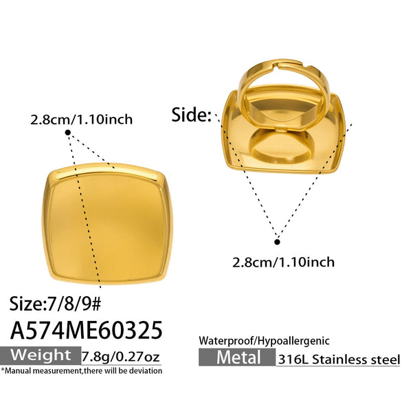 Wholesale Women's Stainless Steel Geometric Light Luxury Style Electroplated Index Finger Ring Set
