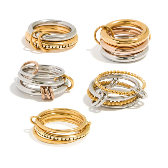 Wholesale Women's Stainless Steel Geometric Light Luxury Style Ring With Electroplating Jewelry Accessories
