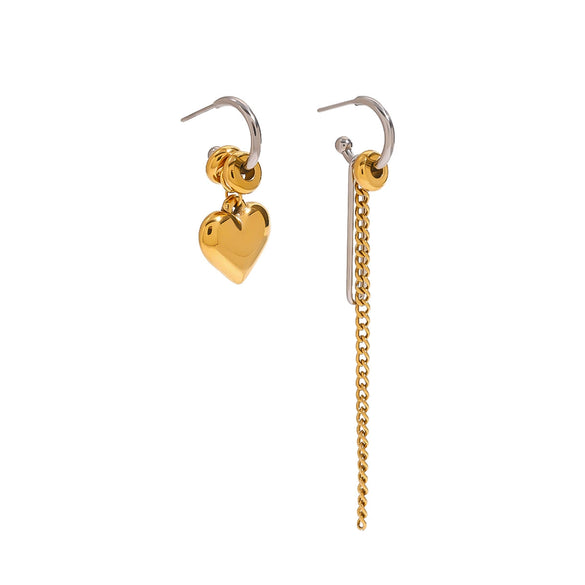 Wholesale Women's Stainless Steel Geometric Lines Chain Tassel Earrings With Gold And Silver Color Matching And Electroplating Treatment