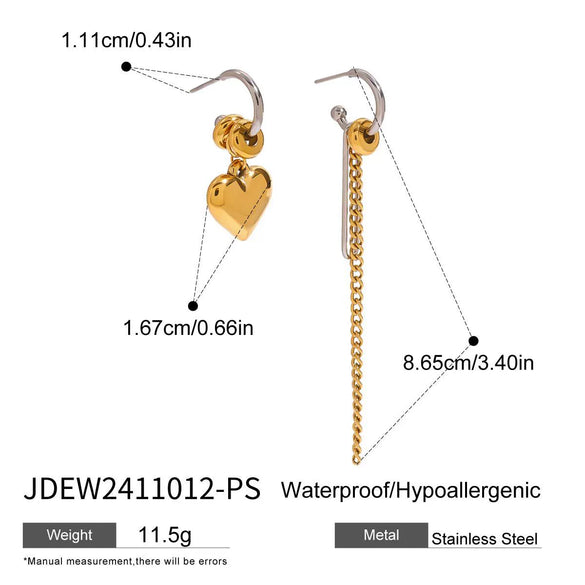 Wholesale Women's Stainless Steel Geometric Lines Chain Tassel Earrings With Gold And Silver Color Matching And Electroplating Treatment