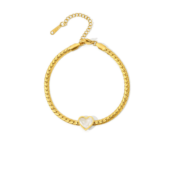 Wholesale Women's Stainless Steel Geometric Love Blade Bracelet With Electroplating Treatment Light Luxury And Simple Fashion Style