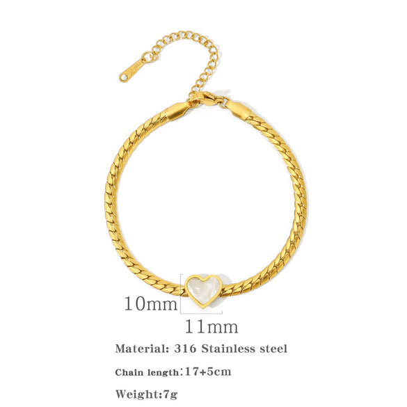 Wholesale Women's Stainless Steel Geometric Love Blade Bracelet With Electroplating Treatment Light Luxury And Simple Fashion Style