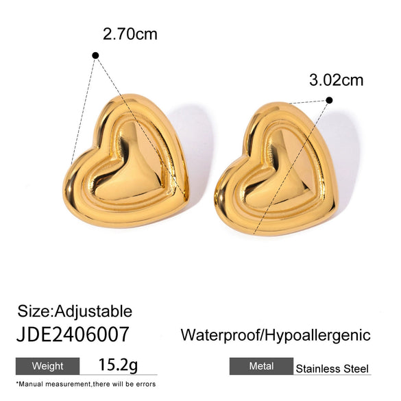 Wholesale Women's Stainless Steel Geometric Love Earrings With Electroplating