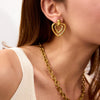 Wholesale Women's Stainless Steel Geometric Love Earrings With Electroplating