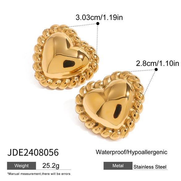 Wholesale Women's Stainless Steel Geometric Love Earrings With Electroplating