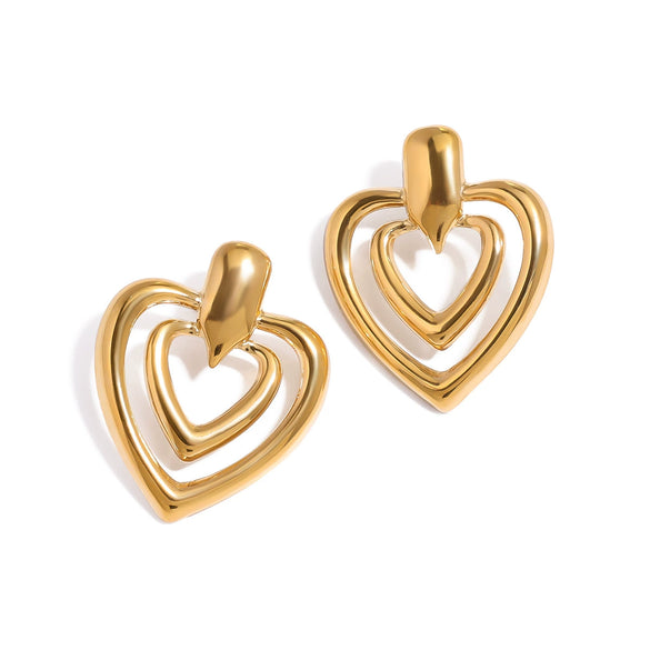 Wholesale Women's Stainless Steel Geometric Love Earrings With Electroplating
