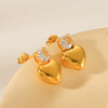 Wholesale Women's Stainless Steel Geometric Love Earrings With Inlaid Zircon And Electroplating Design