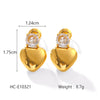 Wholesale Women's Stainless Steel Geometric Love Earrings With Inlaid Zircon And Electroplating Design