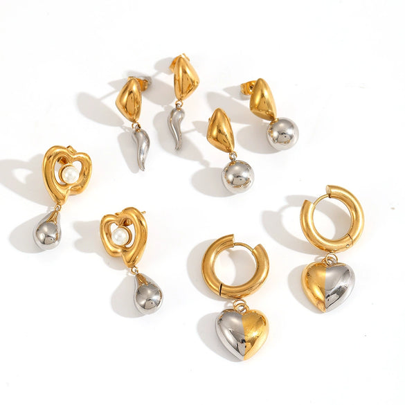 Wholesale Women's Stainless Steel Geometric Love Electroplated Earrings With Highend Sense