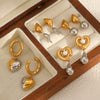 Wholesale Women's Stainless Steel Geometric Love Electroplated Earrings With Highend Sense