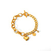 Wholesale Women's Stainless Steel Geometric Love Pendant Bracelet With Cuban Chain And 18K Gold Plated Electroplating