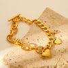 Wholesale Women's Stainless Steel Geometric Love Pendant Bracelet With Cuban Chain And 18K Gold Plated Electroplating