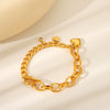 Wholesale Women's Stainless Steel Geometric Love Pendant Bracelet With Cuban Chain And 18K Gold Plated Electroplating