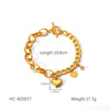 Wholesale Women's Stainless Steel Geometric Love Pendant Bracelet With Cuban Chain And 18K Gold Plated Electroplating
