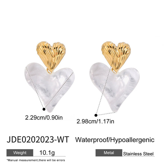 Wholesale Women's Stainless Steel Geometric Love Pendant Earrings With Electroplating