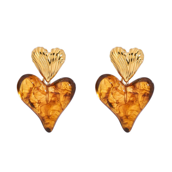 Wholesale Women's Stainless Steel Geometric Love Pendant Earrings With Electroplating