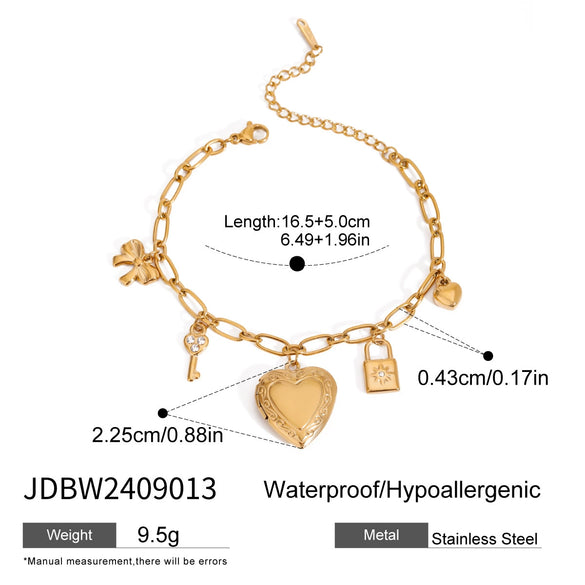 Wholesale Women's Stainless Steel Geometric Love Photo Box Pendant Bracelet With Electroplating Design