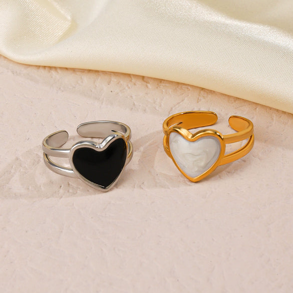 Wholesale Women's Stainless Steel Geometric Love Ring With Oil Drop Design And 18K Gold Plated Electroplating
