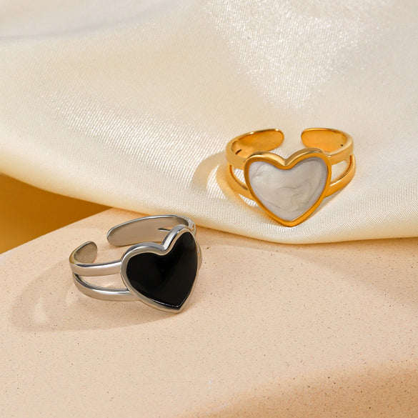 Wholesale Women's Stainless Steel Geometric Love Ring With Oil Drop Design And 18K Gold Plated Electroplating