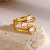 Wholesale Women's Stainless Steel Geometric Love Round Square Zircon Ring With Electroplating